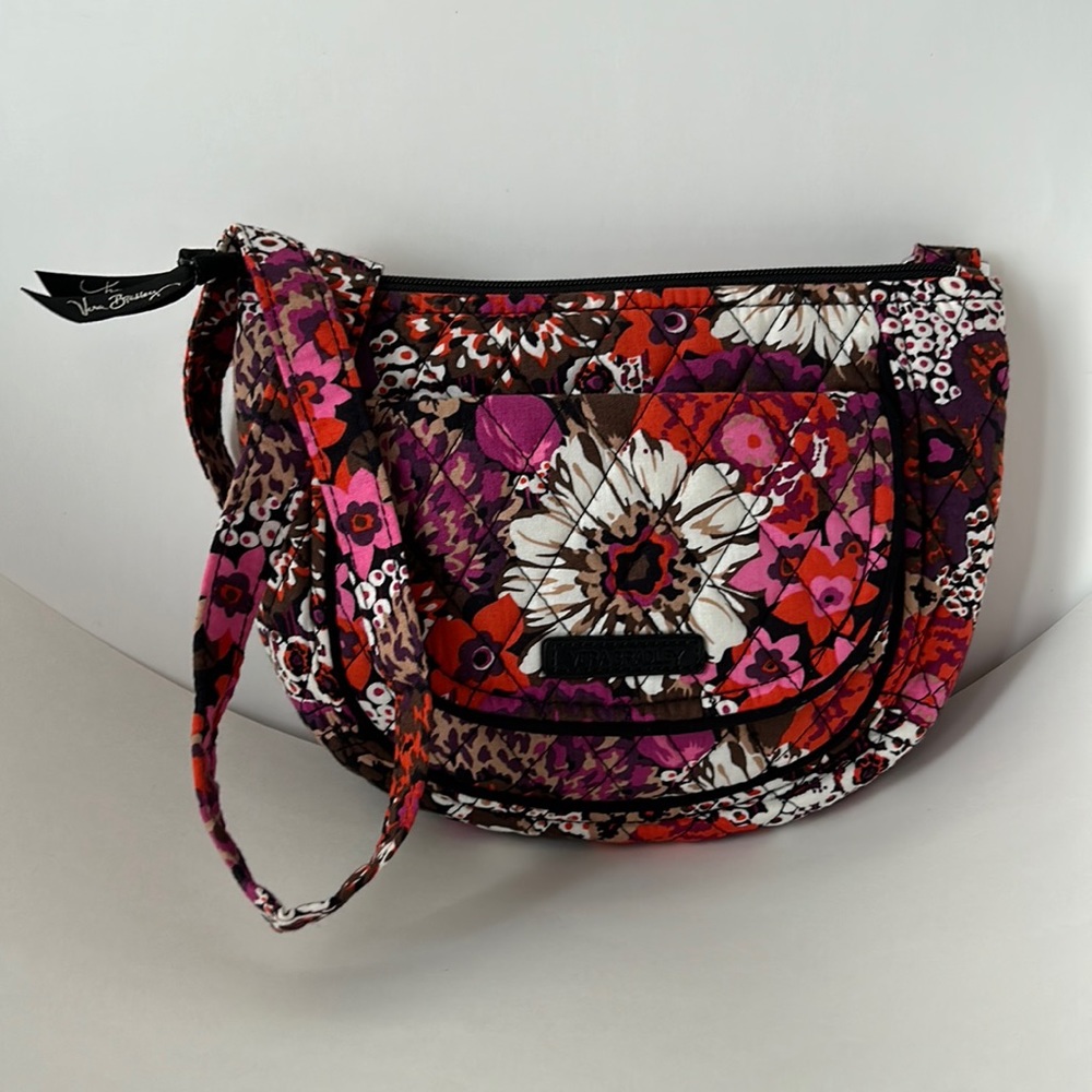 Vera Bradley Floral Red Lizzy Shoulder Crossbody Bag - EUC